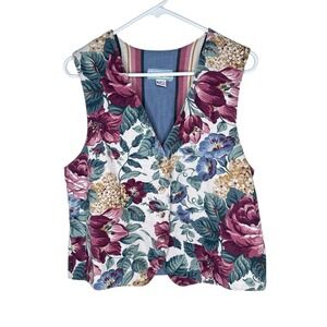 Gotcha Covered Vintage Floral Button Vest Medium Cottagcore Grandmacor 90's M